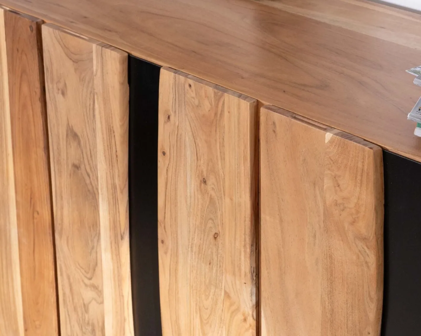 Online Grand buffet design 190cm en bois massif d’acacia et métal noir "Zen Black" Buffet Et Bahut