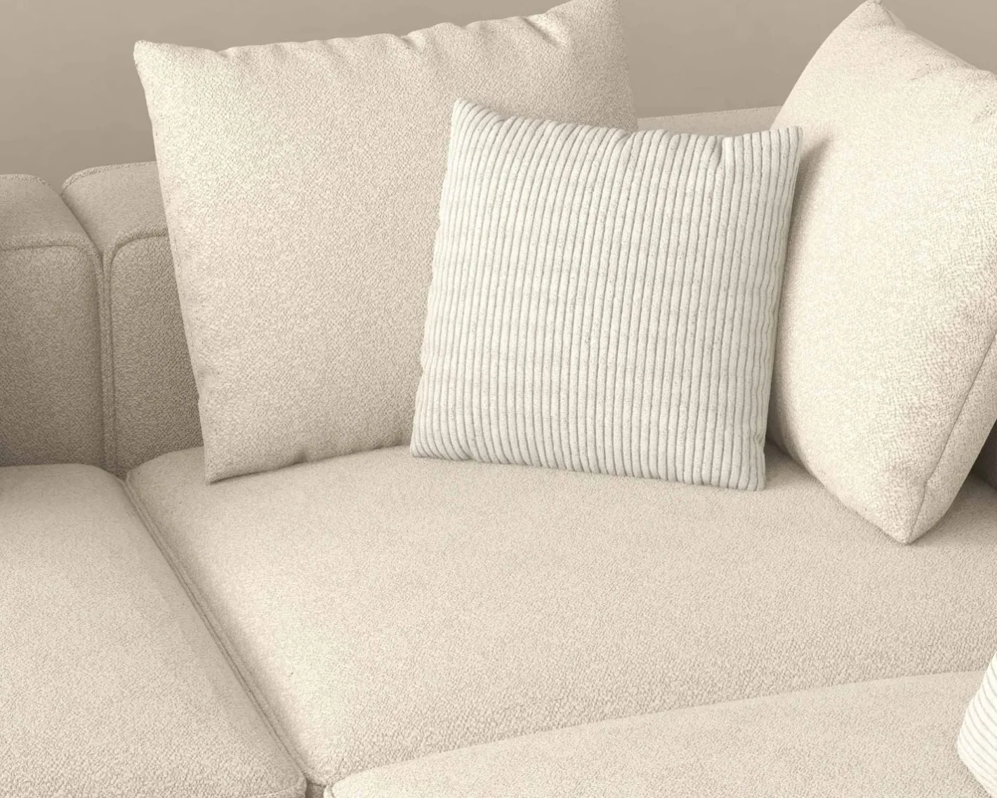 Sale Grand canapé d'angle graphique et ultra cosy en tissu blanc "Sweet Culture" Canapé D'Angle|Canapé Modulable