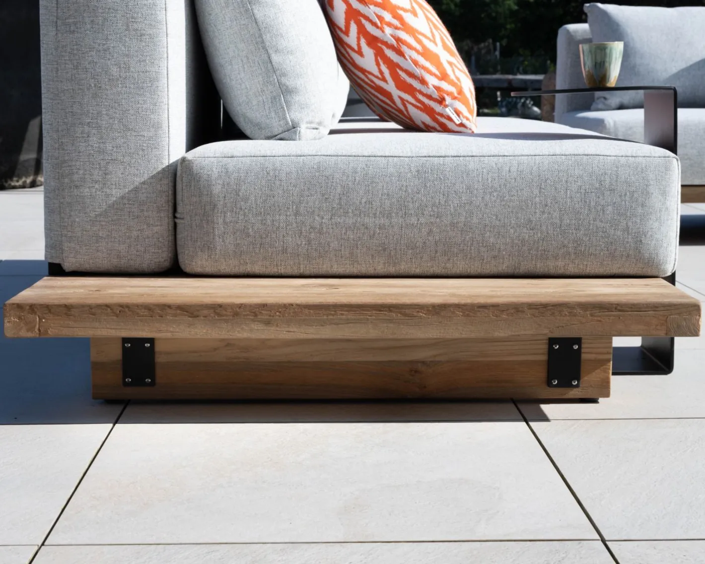Grand canapé modulaire 5 places de jardin "Eclipse" avec tablette d'angle en teck Canapé De Jardin|Salon De Jardin