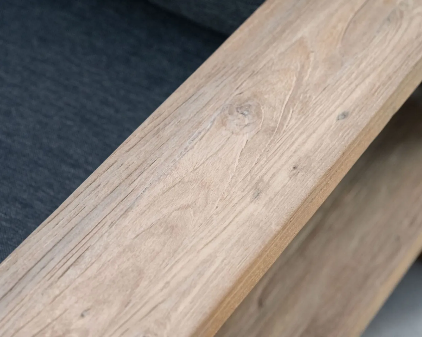 Grand canapé modulaire spécial extérieur en teck et tissu gris foncé "Zénith" Canapé De Jardin
