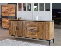 Discount Grande enfilade en bois massif et métal 