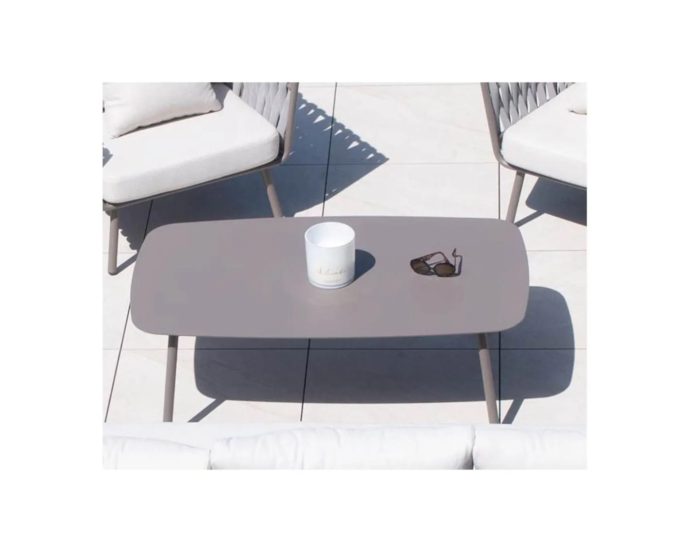 Hot Grande table basse design rectangle en aluminium gris "Chinon" Table Basse Rectangulaire