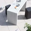 Clearance Grande table de bar épurée en aluminium blanc 200cm "Java Island" Table Haute Rectangulaire
