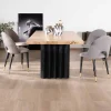 Sale Grande table de repas 260 cm acacia pieds métal noir plissés "Audacio" Table À Manger Rectangulaire
