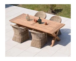 Clearance Grande table de repas en teck recyclé 8/10 personnes "Balangan Beach" Table À Manger Rectangulaire