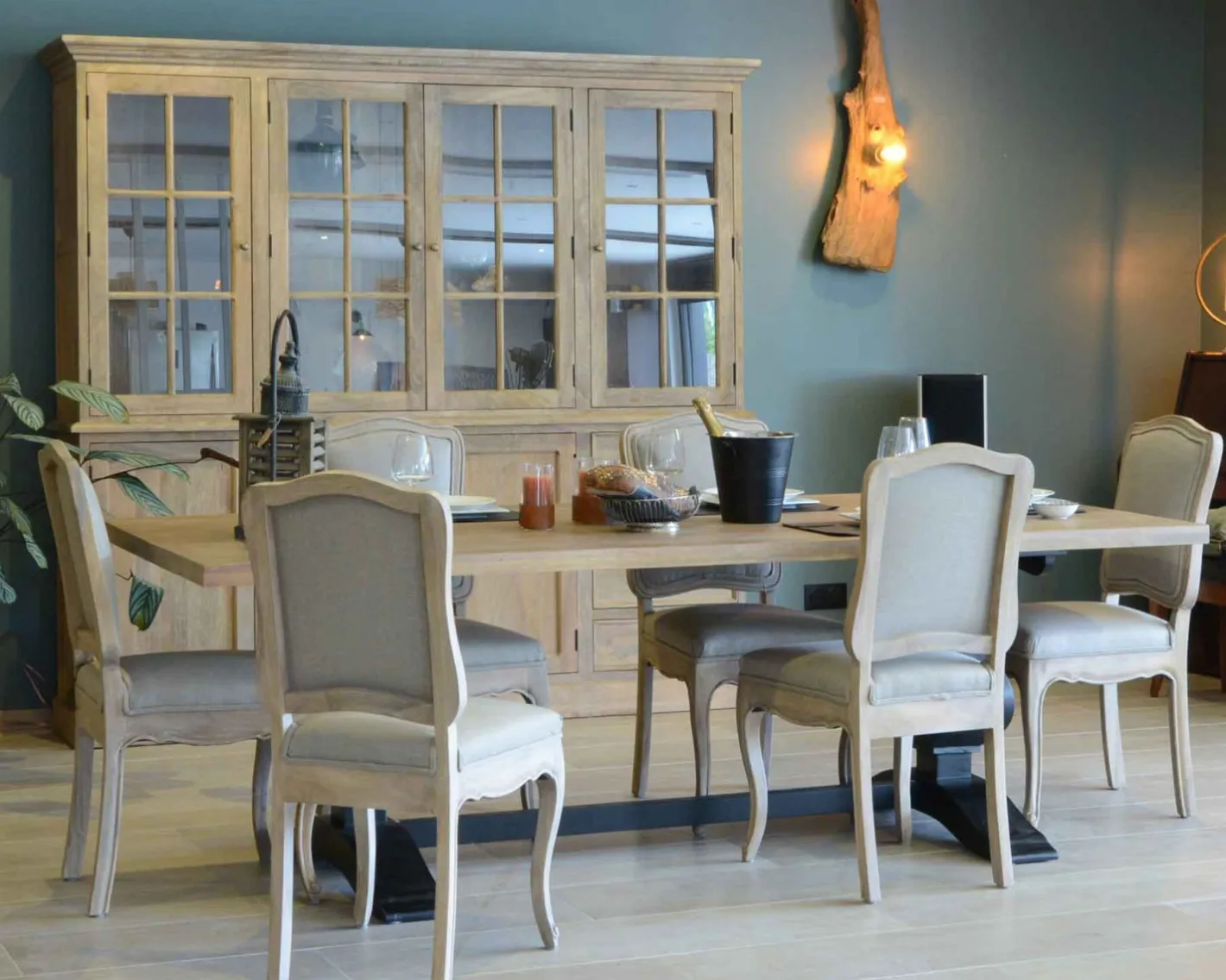 Hot Grande table de repas 8/10 places style chic noire et bois "Legacy" Table À Manger Rectangulaire