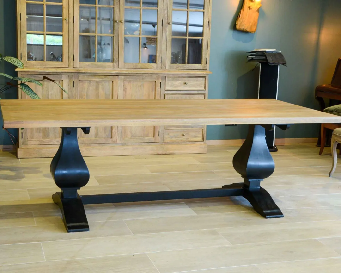 Hot Grande table de repas 8/10 places style chic noire et bois "Legacy" Table À Manger Rectangulaire