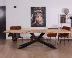 Sale Grande table à manger plateau 280 cm acacia massif et pieds métal