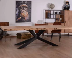 Sale Grande table à manger plateau 280 cm acacia massif et pieds métal