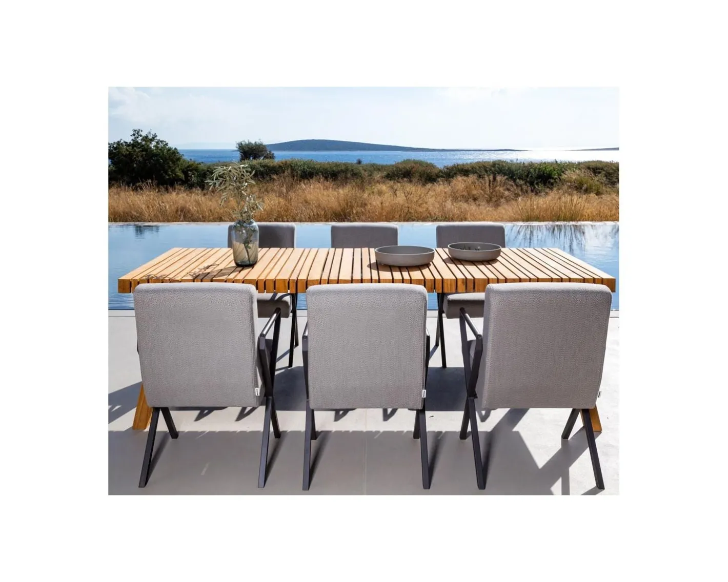 Sale Grande table outdoor en teck massif 240 cm "Lombok" Table À Manger Rectangulaire