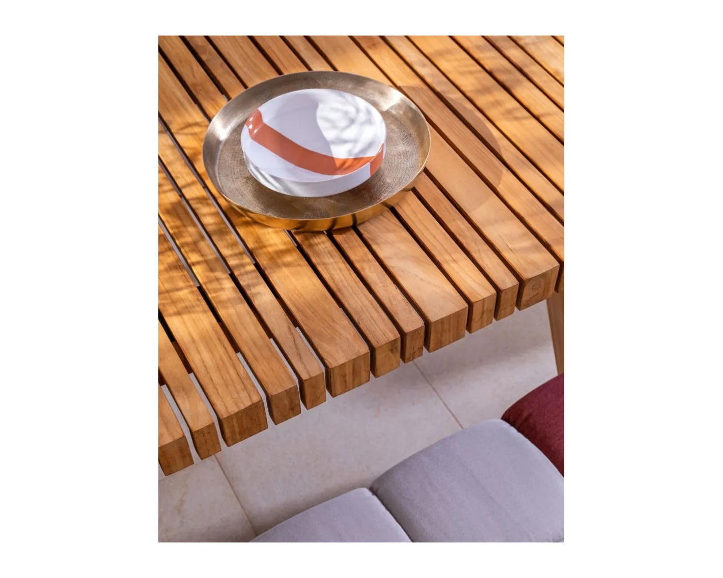 Sale Grande table outdoor en teck massif 240 cm "Lombok" Table À Manger Rectangulaire