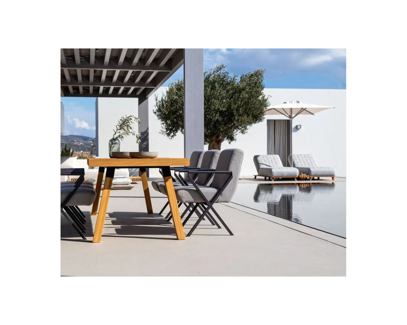 Sale Grande table outdoor en teck massif 240 cm "Lombok" Table À Manger Rectangulaire