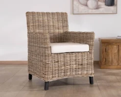 Hot Grand fauteuil de jardin confort en kubu grisé et tissu 