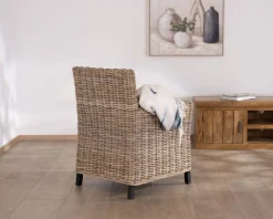 Hot Grand fauteuil de jardin confort en kubu grisé et tissu 