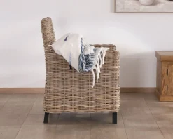Hot Grand fauteuil de jardin confort en kubu grisé et tissu 