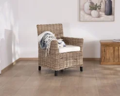 Hot Grand fauteuil de jardin confort en kubu grisé et tissu 