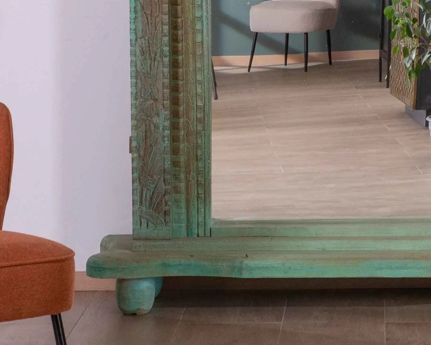 Grand miroir avec cadre indien en bois "Vieille Porte" pièce unique Miroir Et Psyché|Décoration