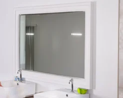 Clearance Grand miroir rectangulaire 130x90 cm cadre en acacia blanc "Trégastel" Miroir Et Psyché|Décoration