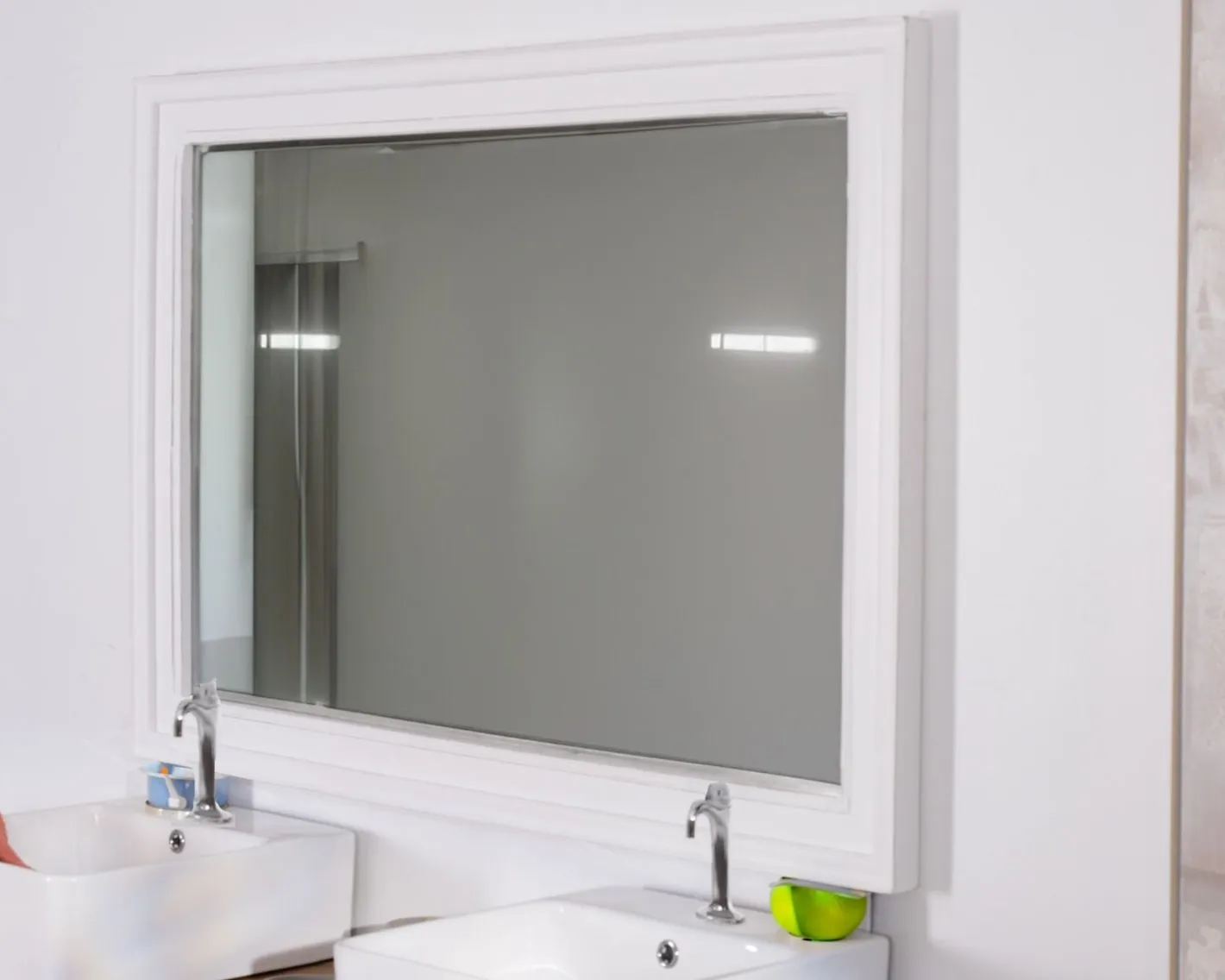 Clearance Grand miroir rectangulaire 130x90 cm cadre en acacia blanc "Trégastel" Miroir Et Psyché|Décoration