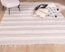 Online Grand tapis avec franges rayé coloris clairs
