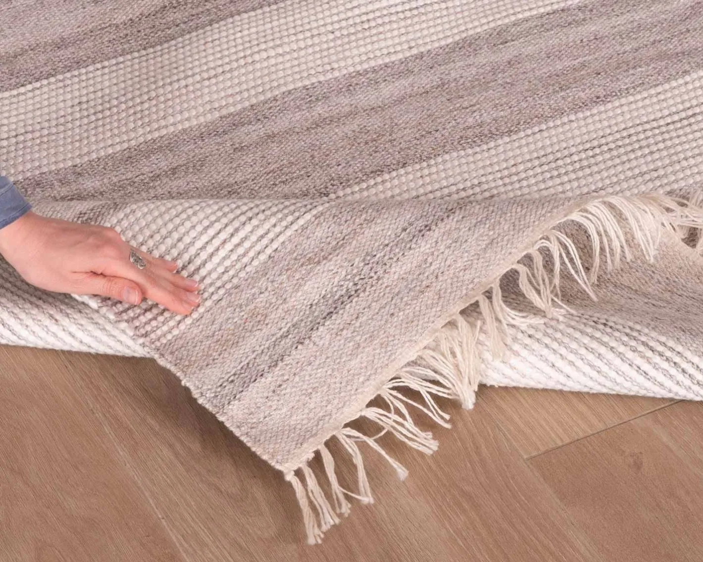 Online Grand tapis avec franges rayé coloris clairs "Kavon" format 300x200cm Décoration