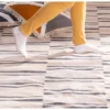 New Grand tapis blanc rayé bleu format 200x300cm "Ethnic" Décoration
