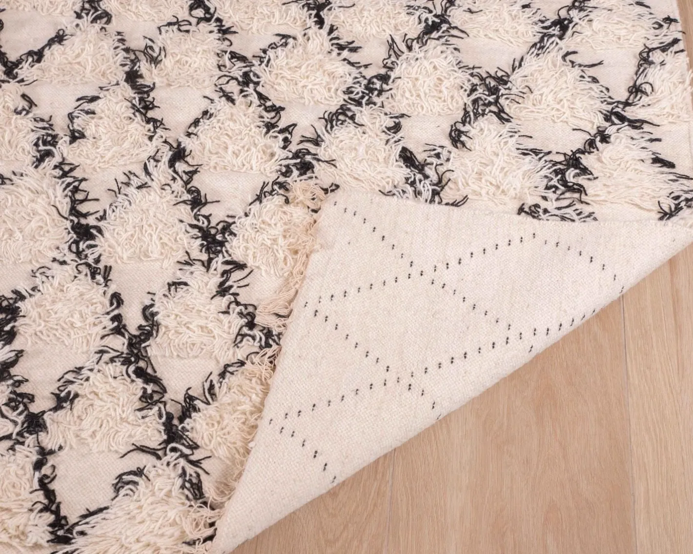 Grand tapis en coton et laine 200x300cm "Kavon" Décoration