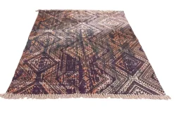 Clearance Grand tapis en coton imprimé esprit aztèque 180x270cm 