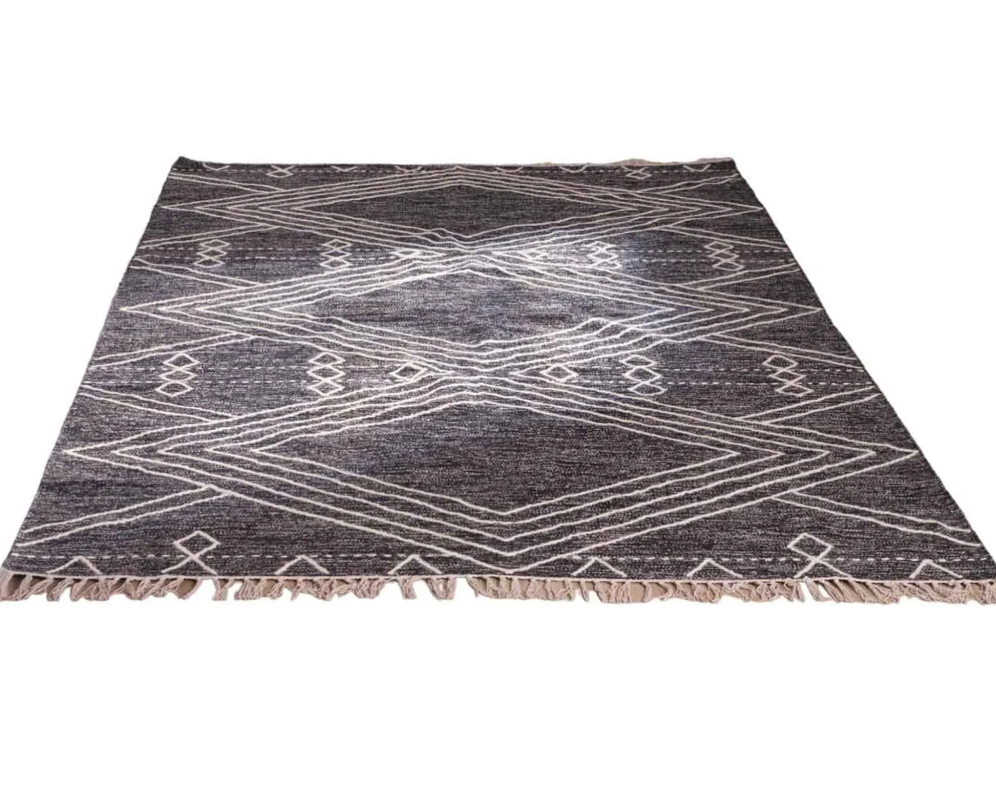 Best Grand tapis ethnique noir motifs brodés blancs "Solira" 300x200cm Décoration