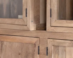 Clearance Grand vaisselier en manguier naturel et portes vitrées