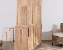 Clearance Grand vaisselier en manguier naturel et portes vitrées