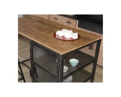 Outlet Ilot de cuisine en bois et métal noir 150 cm "Black Cook" Billot Et Ilot De Cuisine