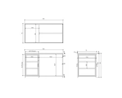 Outlet Ilot de cuisine en bois et métal noir 150 cm