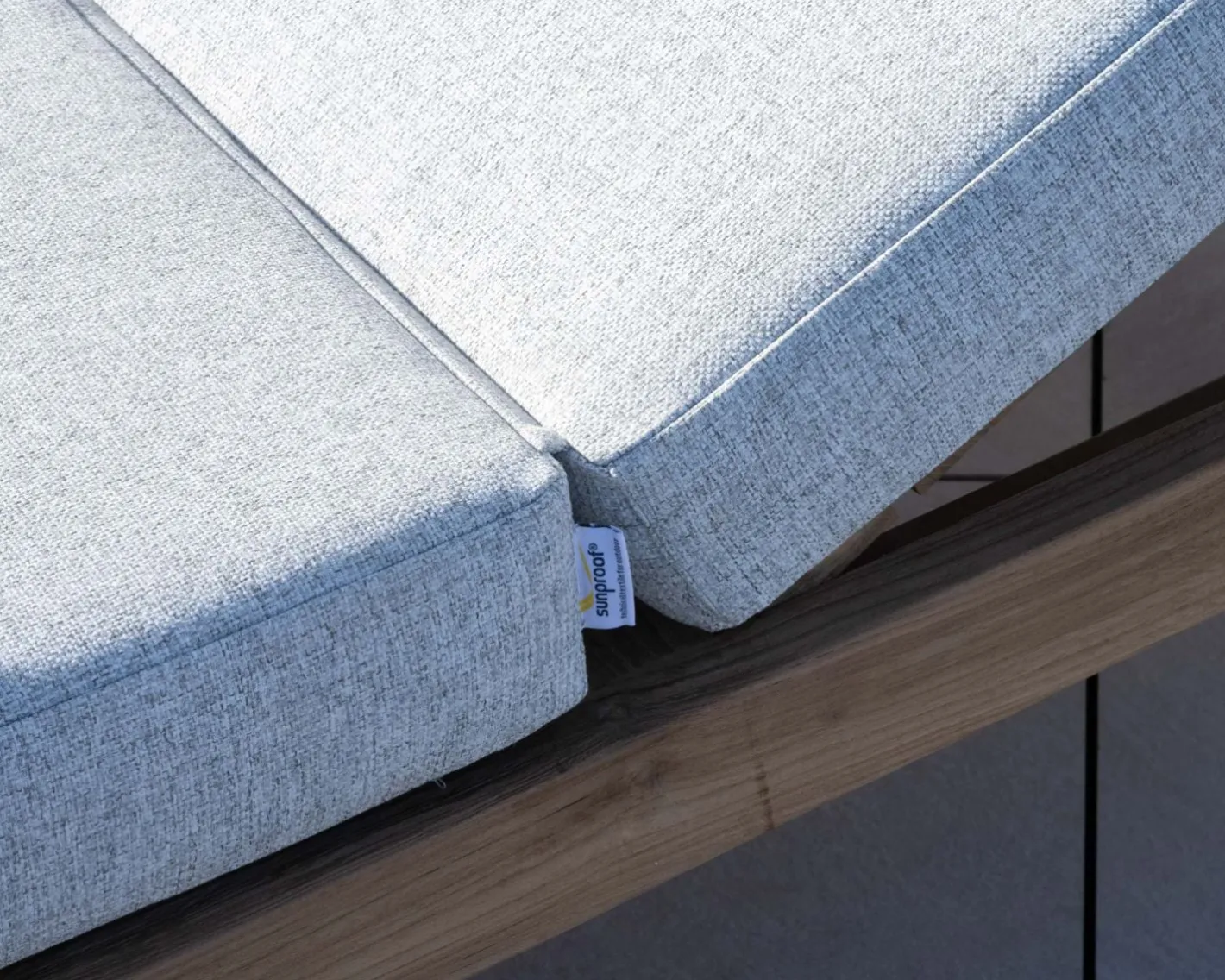 Online Lit de jardin en teck et tissu spécial extérieur gris clair "Eclipse" Canapé De Jardin|Bain De Soleil
