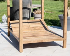 Online Lit de jardin en teck et tissu spécial extérieur gris clair