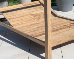 Online Lit de jardin en teck et tissu spécial extérieur gris clair