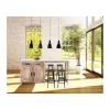 Discount Îlot central bois et quartz blanc avec coin repas "Grand Chef" Billot Et Ilot De Cuisine