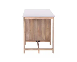 Discount Îlot central bois et quartz blanc avec coin repas "Grand Chef" Billot Et Ilot De Cuisine