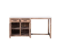 Discount Îlot central bois et quartz blanc avec coin repas 