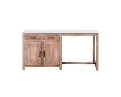 Discount Îlot central bois et quartz blanc avec coin repas 