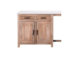 Discount Îlot central bois et quartz blanc avec coin repas 
