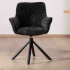 New Lot de 2 chaises avec accoudoirs en tissu noir et pied métal pivotant "Ewing" Chaise