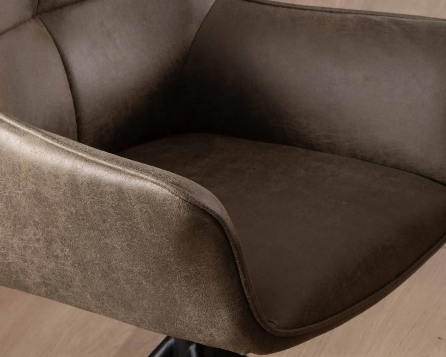 Hot Lot de 2 chaises avec accoudoirs sur pied rotatif "Ritchey" tissu microfibre kaki Chaise