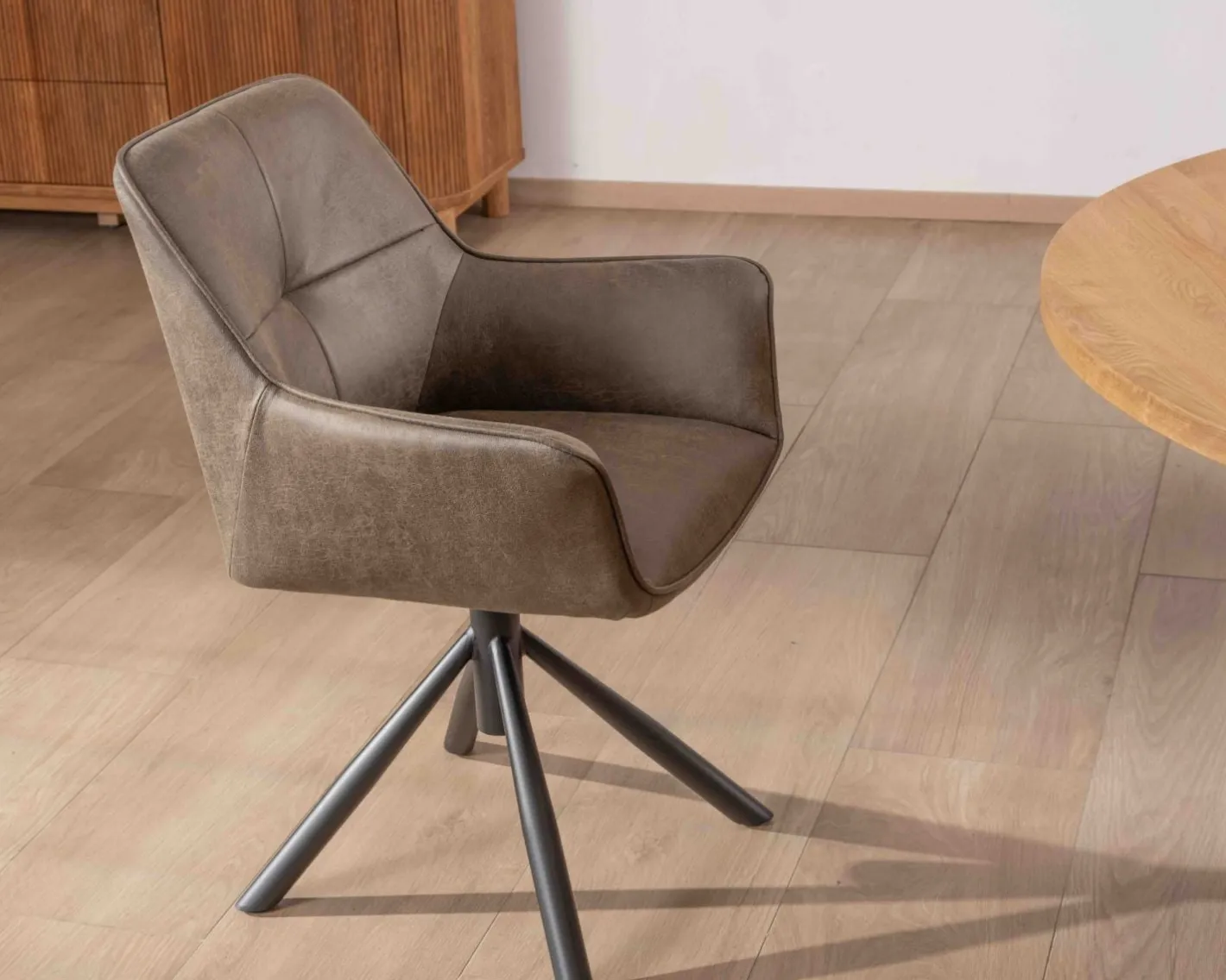 Hot Lot de 2 chaises avec accoudoirs sur pied rotatif "Ritchey" tissu microfibre kaki Chaise