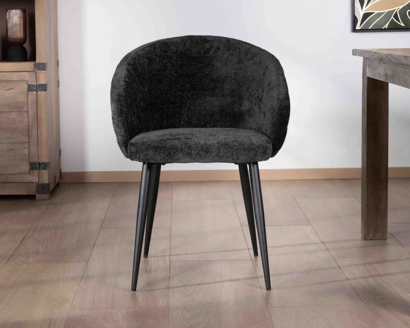 Clearance Lot de 2 chaises contemporaines et enveloppantes en tissu noir "Kandy" Chaise