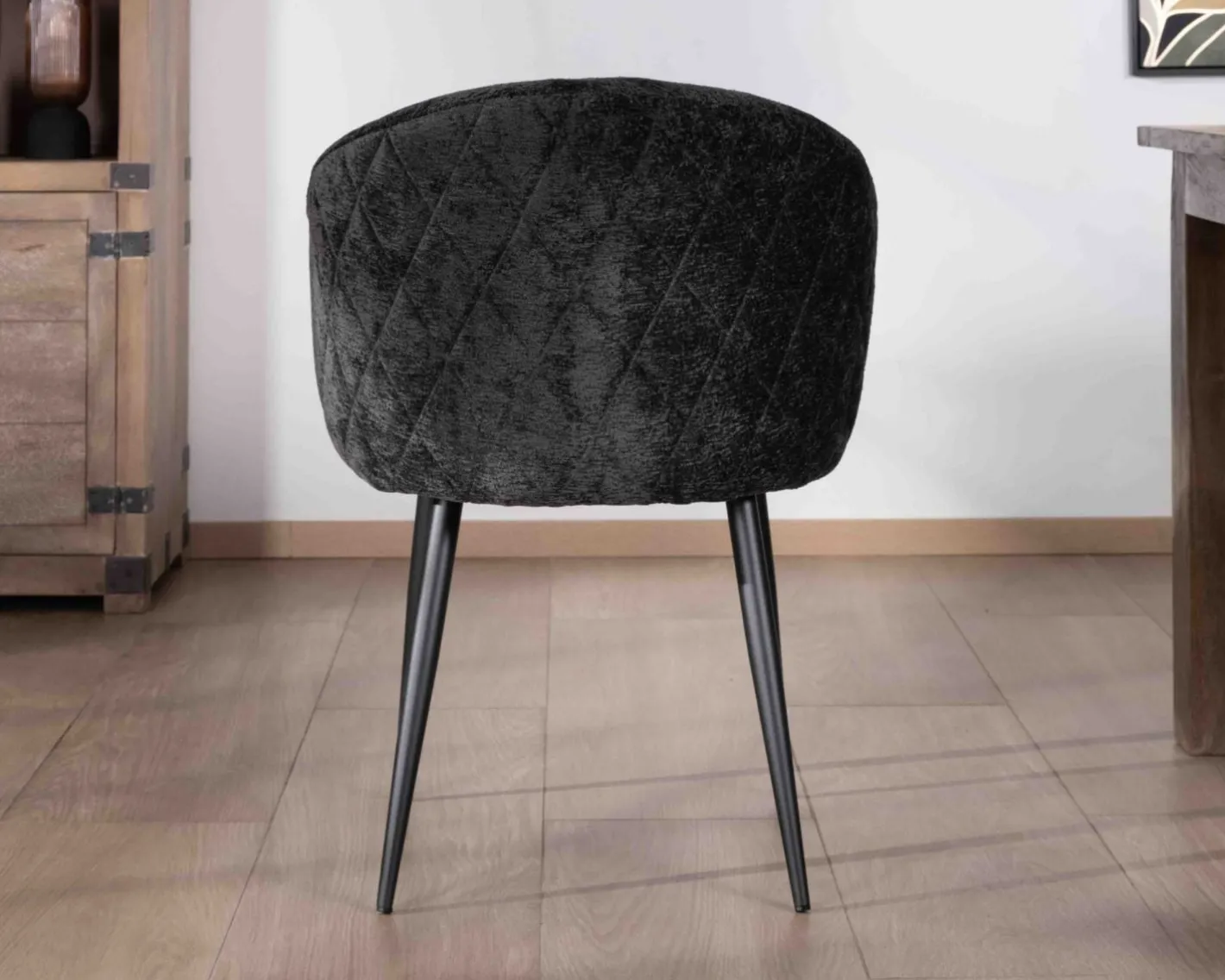 Clearance Lot de 2 chaises contemporaines et enveloppantes en tissu noir "Kandy" Chaise