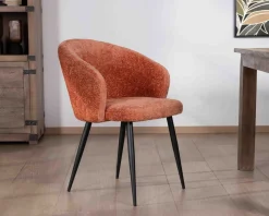 New Lot de 2 chaises contemporaines et enveloppantes en tissu bouclé terracotta "Kandy" Chaise