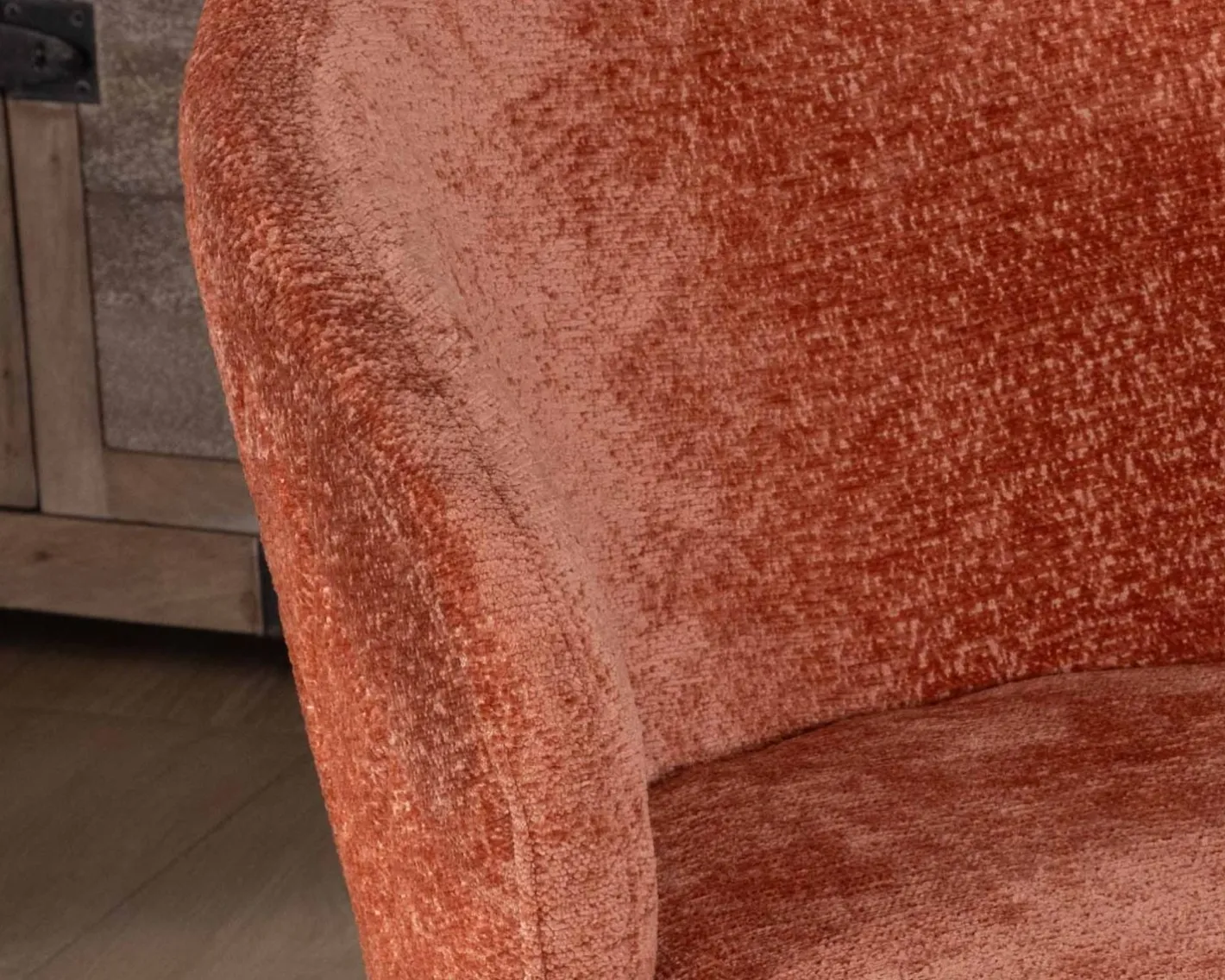 New Lot de 2 chaises contemporaines et enveloppantes en tissu bouclé terracotta "Kandy" Chaise
