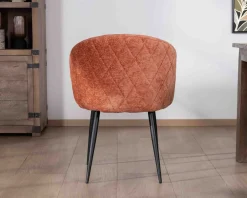 New Lot de 2 chaises contemporaines et enveloppantes en tissu bouclé terracotta