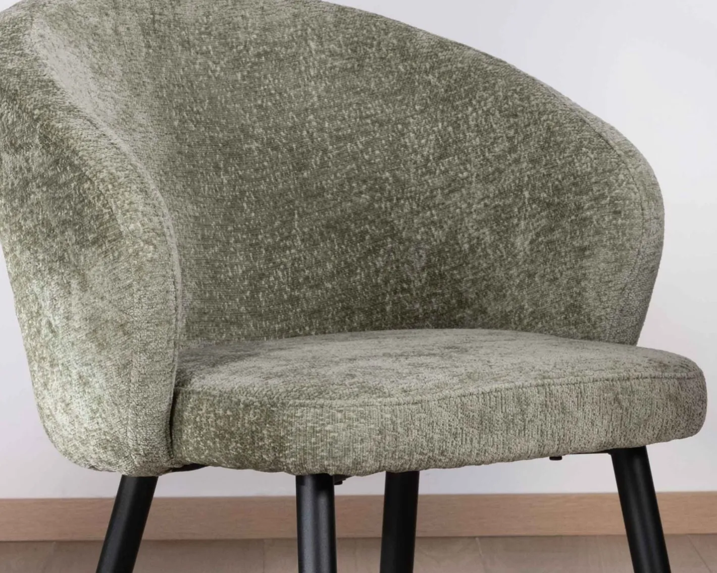 Online Lot de 2 chaises contemporaines et enveloppantes en tissu bouclé vert "Kandy" Chaise